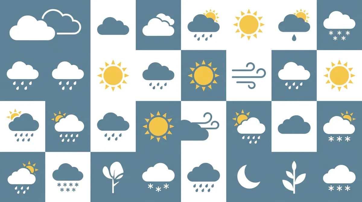 Hava durumu sembollerinden oluşan ikon seti (temsilî görsel) — Meteoroloji 11 il için sarı kodlu fırtına uyarısı yaptı